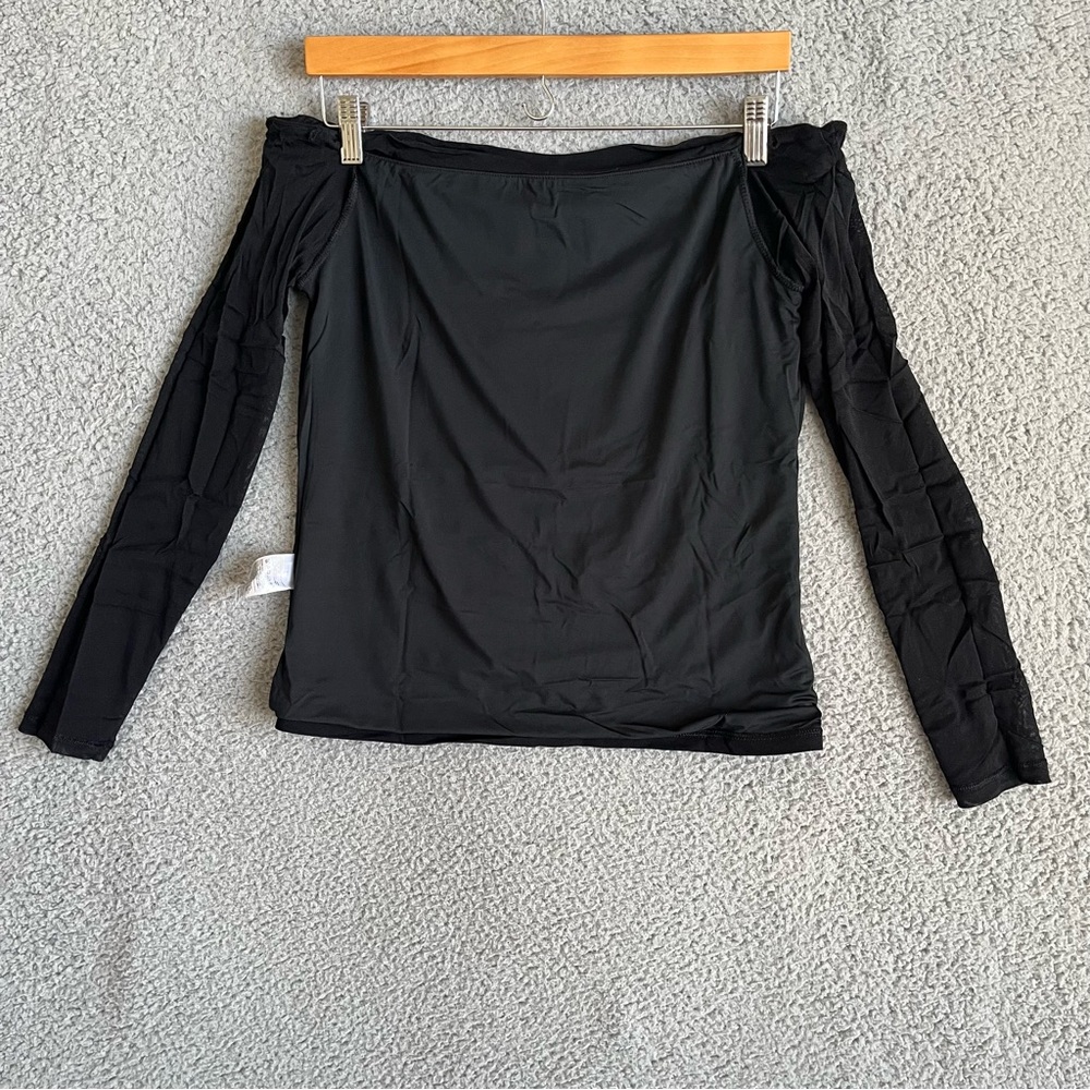 Banana Republic Factory Off-Shoulder Mesh Top Black NWT - Picture 5 of 10